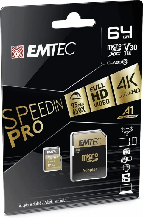 Scheda di memoria Emtec SD XC 64GB UHS-II CL10 U3 V30 Speedin Pro